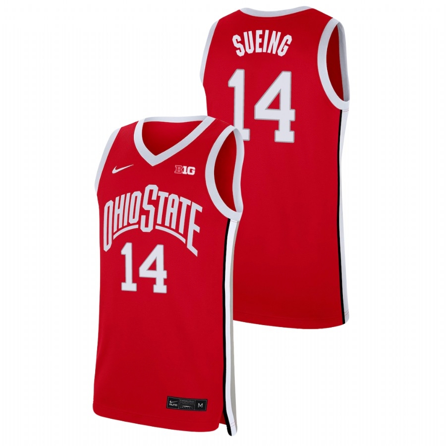 Ohio State Buckeyes Men's NCAA Justice Sueing #14 Scarlet Replica College Basketball Jersey JMD4349ET